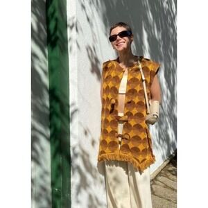 NWT Mutma x Free People Mediano Yellow and Brown Terry Cloth Vest - One Size